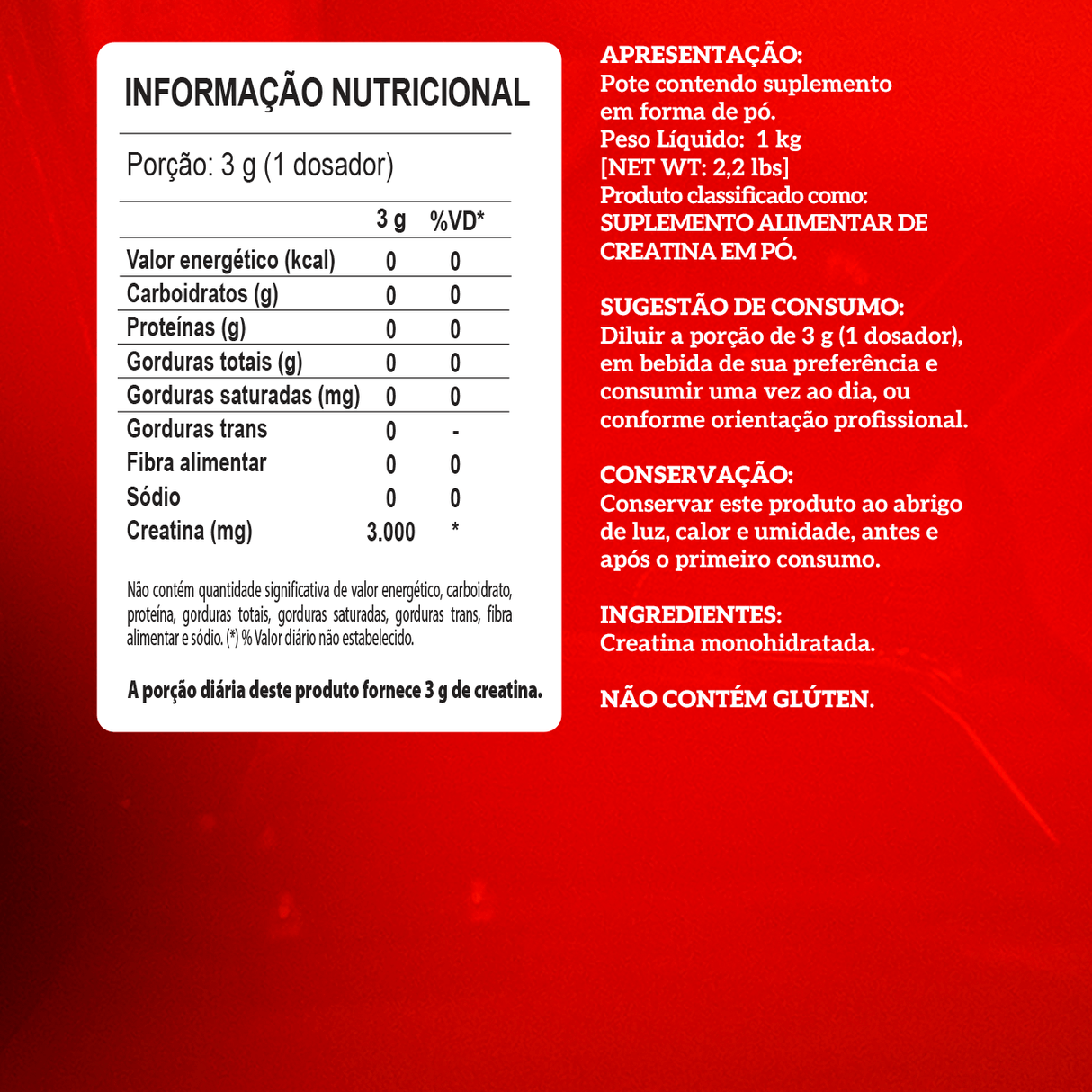 Creatina 100% Pura 1kg