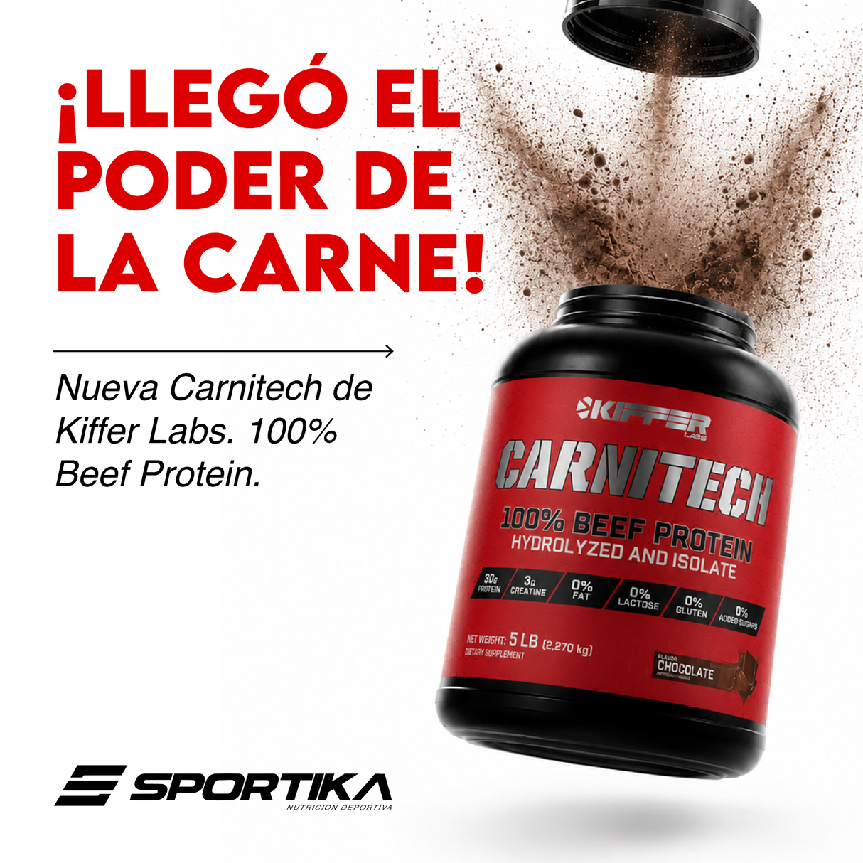 Carnitech 100% beef protein hydrolized and isolate 5.0 libras