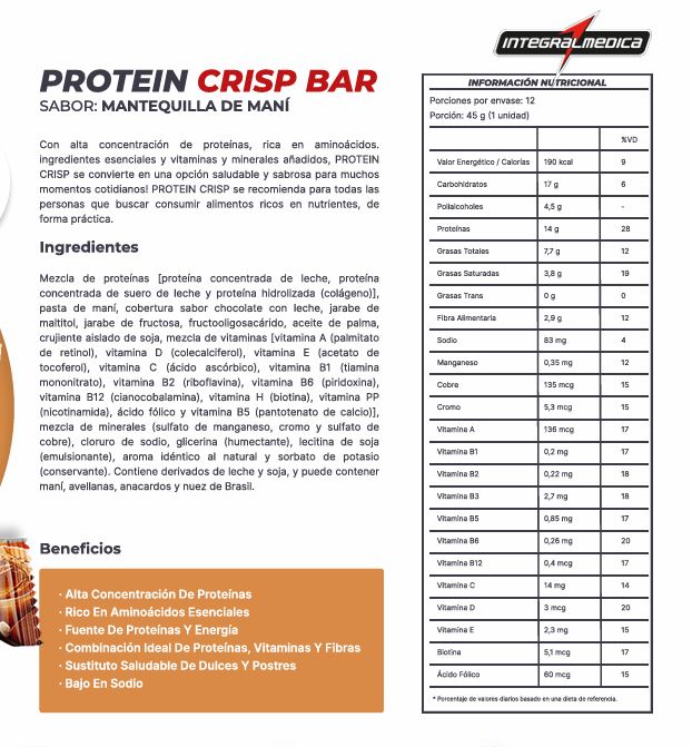 Protein Crisp Bar 12 und - Peanut Butter