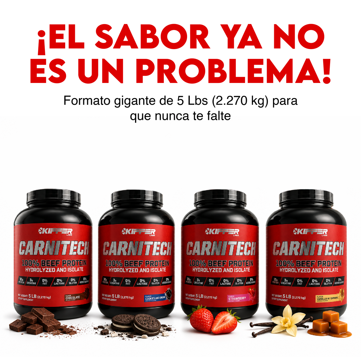 Carnitech 100% beef protein hydrolized and isolate 5.0 libras